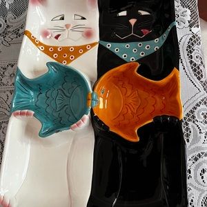 Clay Art South San Francisco “Catfish” Chip & Dip Platter 1999 Hand Painted.